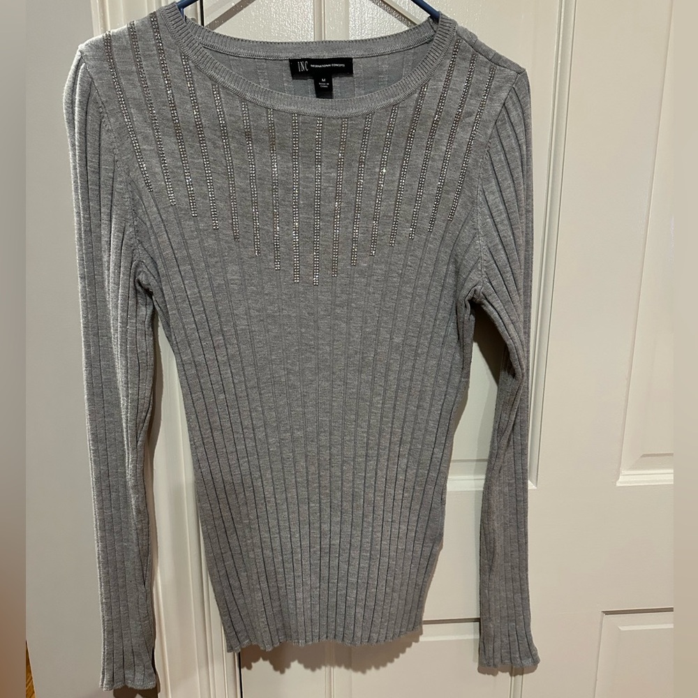 INC International Concepts Silver Embellished Sweater